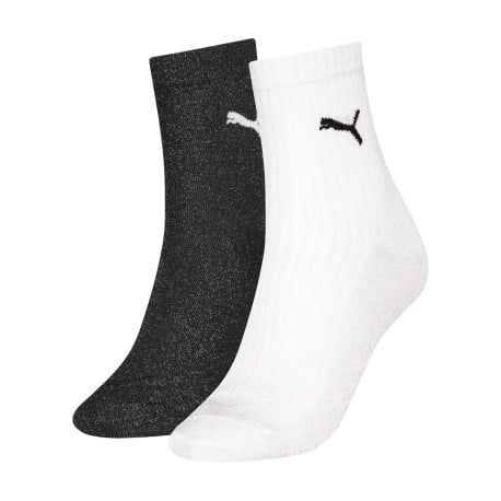 Lot de 2 paires de chaussettes mi-hautes bicolores pailletées avec le logo