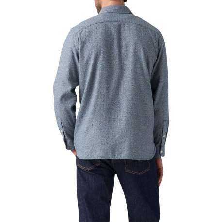 Chemise en coton bleu gris chinée avec une coupe droite et 2 poches - Image 4