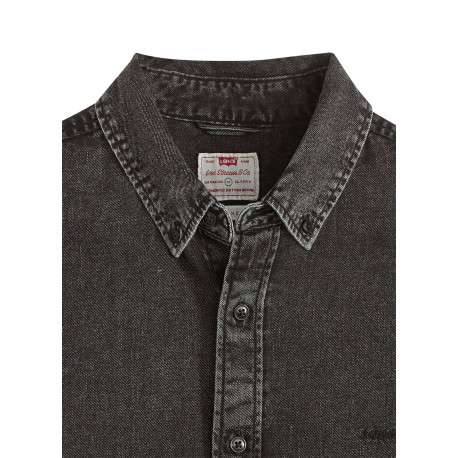Chemise en coton anthracite en jean avec une coupe droite et un col américain - Image 2