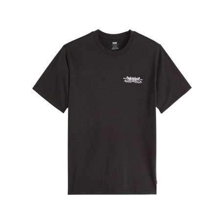 T-shirt en coton noir imprimé avec une coupe droite et un col rond
