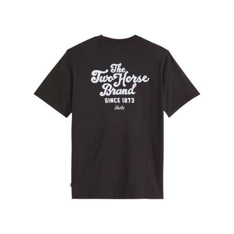 T-shirt en coton noir imprimé avec une coupe droite et un col rond - Image 2