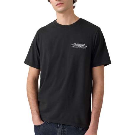 T-shirt en coton noir imprimé avec une coupe droite et un col rond - Image 3