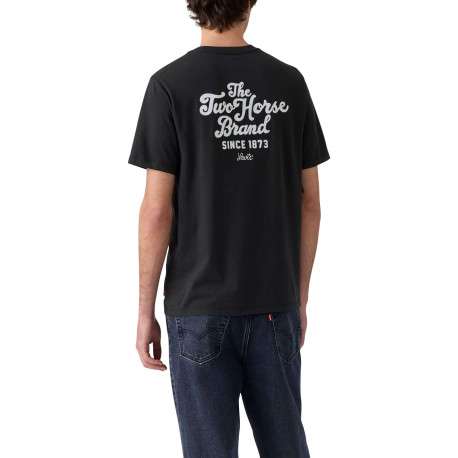 T-shirt en coton noir imprimé avec une coupe droite et un col rond - Image 4
