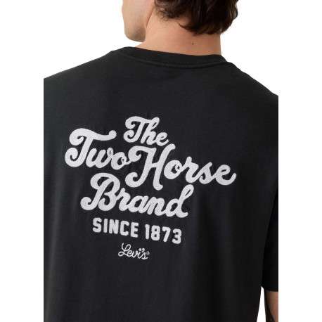 T-shirt en coton noir imprimé avec une coupe droite et un col rond - Image 5