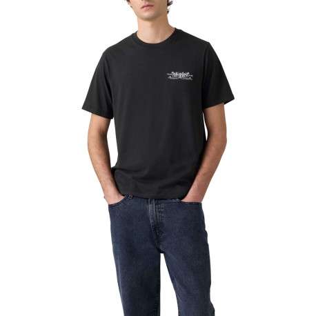 T-shirt en coton noir imprimé avec une coupe droite et un col rond - Image 6
