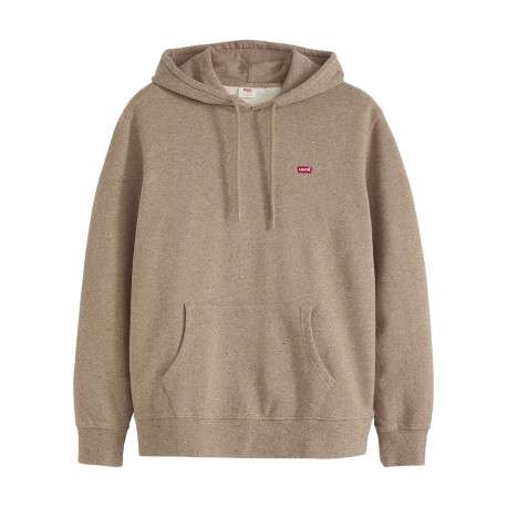 Sweat beige chiné en coton avec un col à capuche et une poche kangourou - Image 2