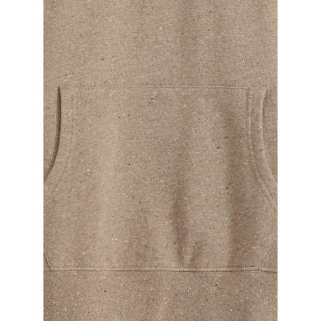 Sweat beige chiné en coton avec un col à capuche et une poche kangourou - Image 3