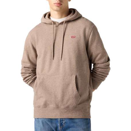 Sweat beige chiné en coton avec un col à capuche et une poche kangourou - Image 4