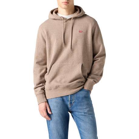 Sweat beige chiné en coton avec un col à capuche et une poche kangourou - Image 5