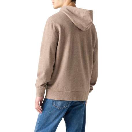 Sweat beige chiné en coton avec un col à capuche et une poche kangourou - Image 6