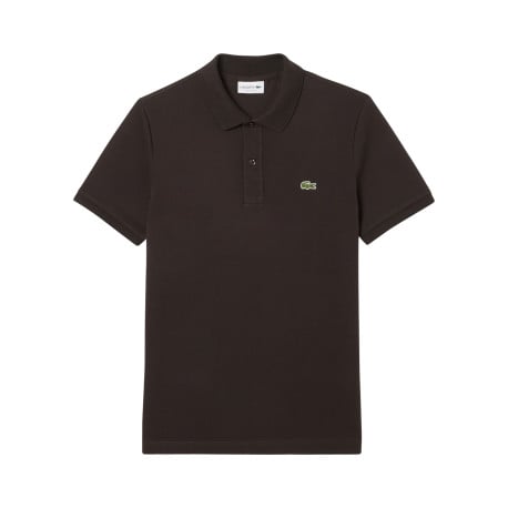 Polo Ph4012 en coton marron foncé uni à coupe slim avec le petit logo brodé