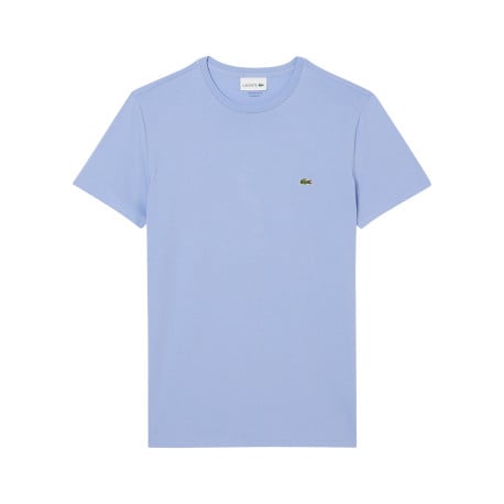 T-shirt en coton lilas uni à col rond avec le petit logo brodé