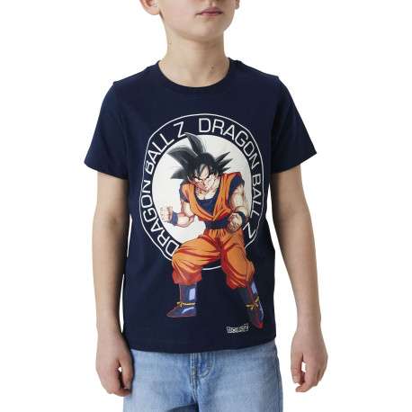 T-shirt en coton biologique marine imprimé avec une coupe droite et un col rond - Image 2