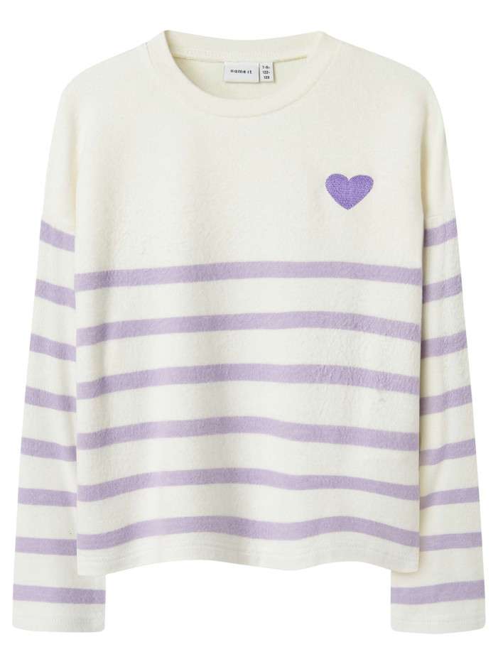 Pull lilas rayé avec un col...