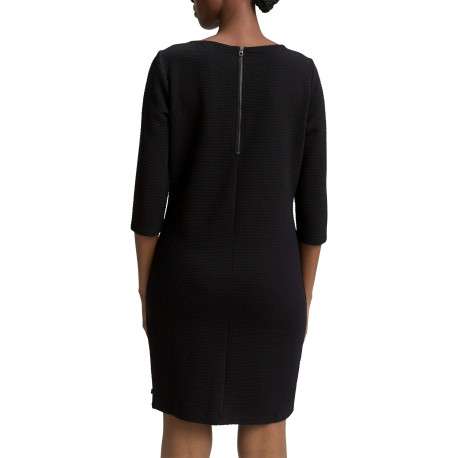 Robe courte noire unie avec un col rond et des manches longues - Image 3
