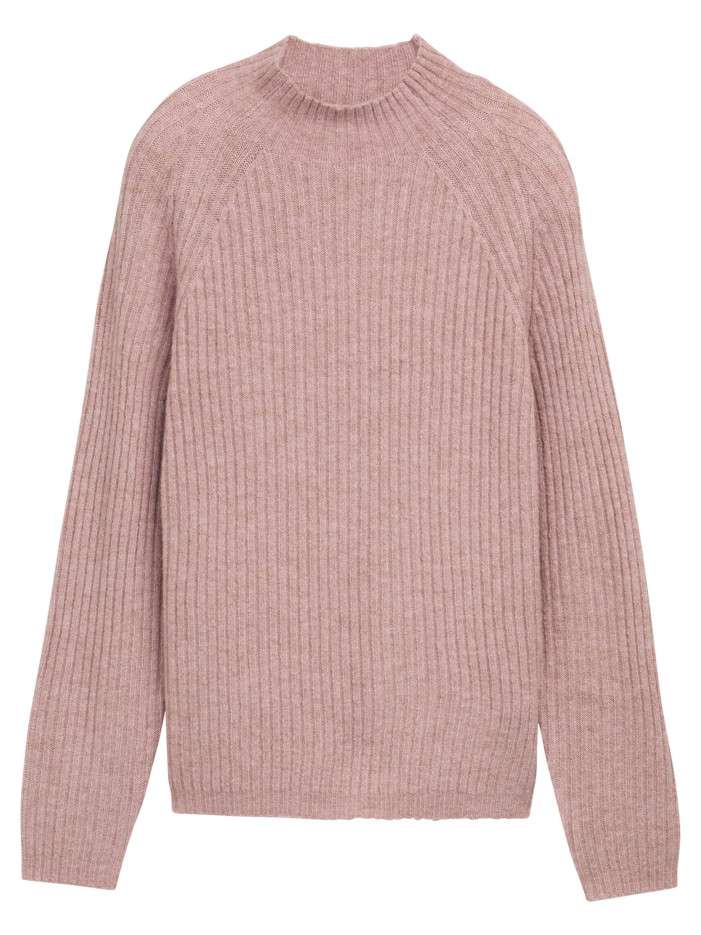 Pull rose uni côtelé avec...