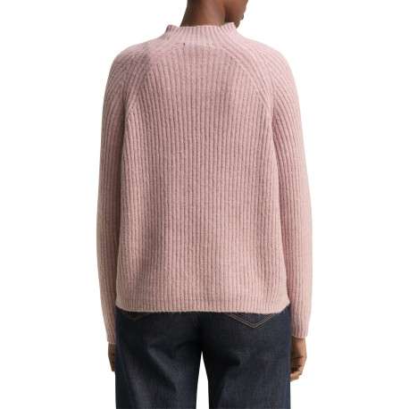 Pull rose uni côtelé avec un col rond et des manches longues - Image 3