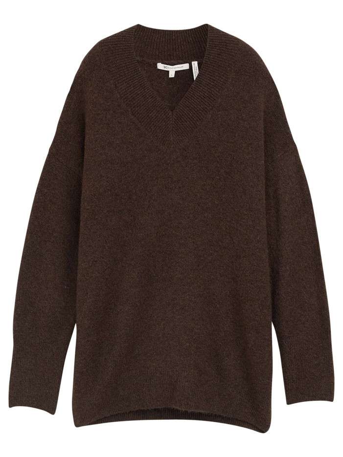 Pull brun uni en maille...