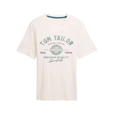T-shirt en coton blanc avec un imprimé fantaisie et un col rond