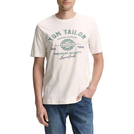T-shirt en coton blanc avec un imprimé fantaisie et un col rond - Image 2