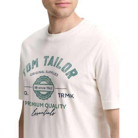 T-shirt en coton blanc avec un imprimé fantaisie et un col rond - Image 4