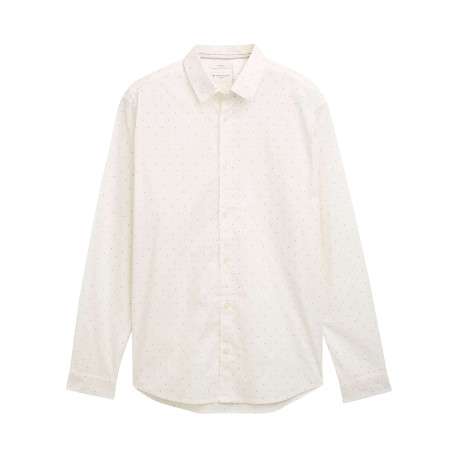 Chemise blanche en coton pourvu d'un col à rabats et d'un motif à pois