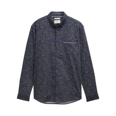 Chemise en coton marine motif fantaisie avec un col à rabats