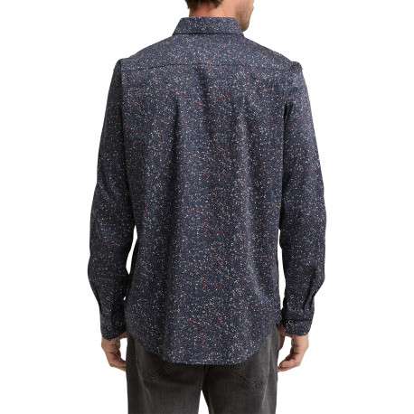 Chemise en coton marine motif fantaisie avec un col à rabats - Image 3