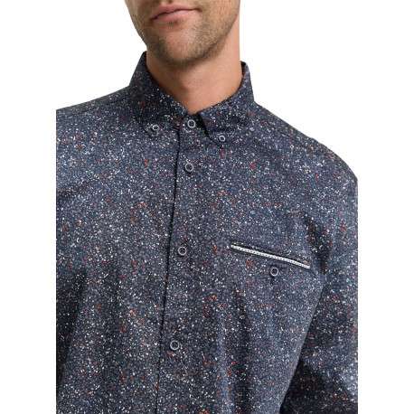 Chemise en coton marine motif fantaisie avec un col à rabats - Image 4