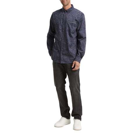 Chemise en coton marine motif fantaisie avec un col à rabats - Image 5