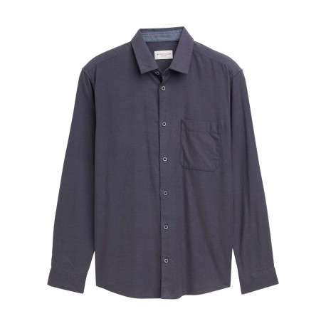 Chemise en coton grise unie pourvue d'une boutonnière à l'avant