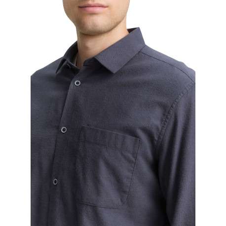 Chemise en coton grise unie pourvue d'une boutonnière à l'avant - Image 4