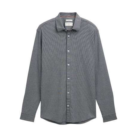 Chemise grise en coton à motif fantaisie pourvue d'une boutonnière