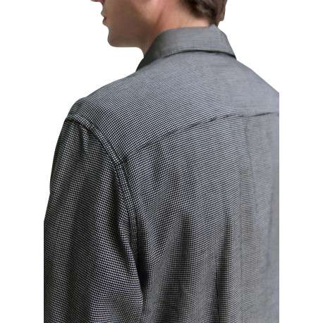 Chemise grise en coton à motif fantaisie pourvue d'une boutonnière - Image 4
