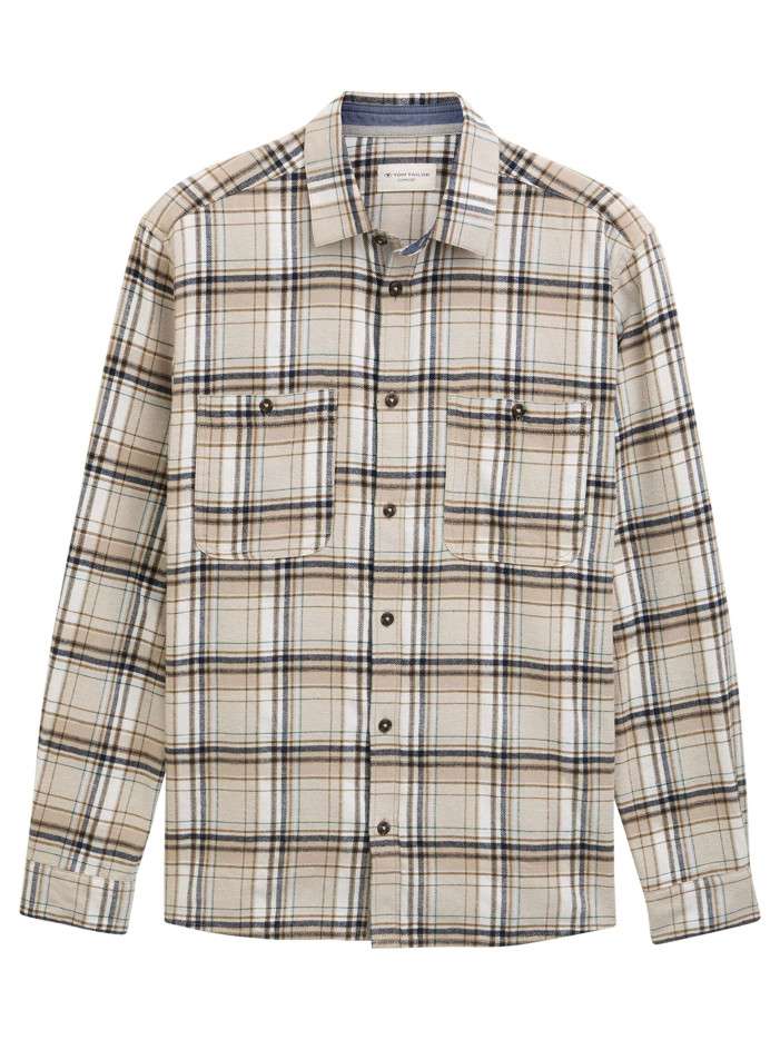 Chemise en coton beige à...