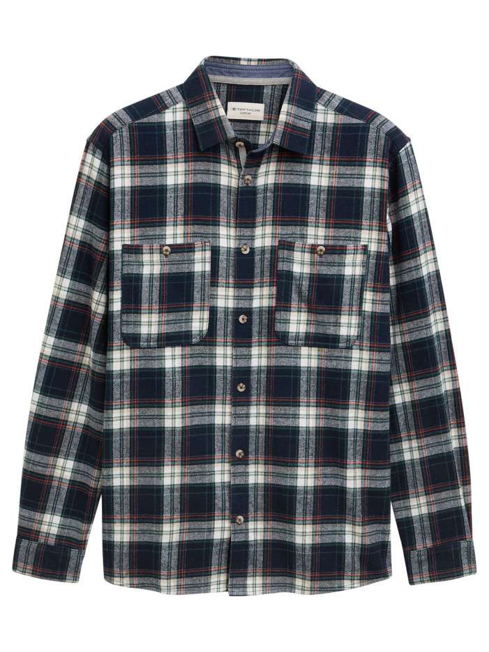 Chemise en coton marine à...