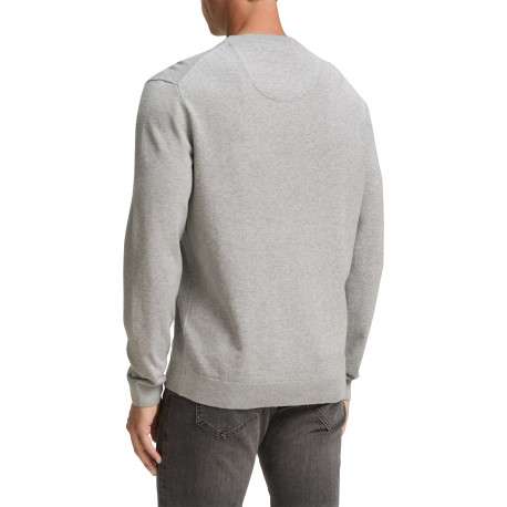 Pull en coton gris clair avec un col rond et des manches longues - Image 3