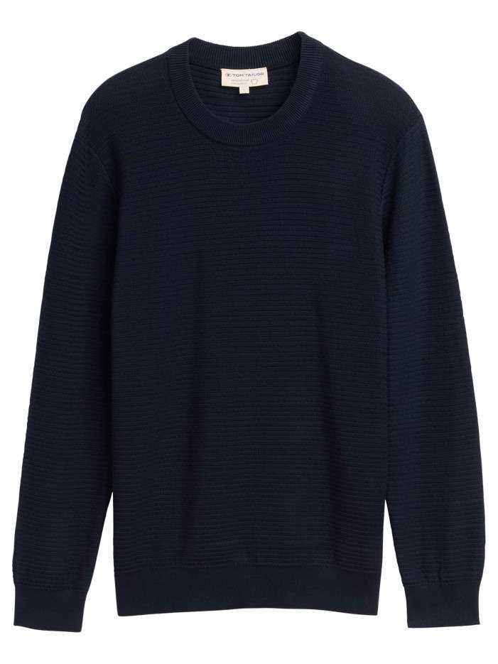 Pull en coton marine uni...