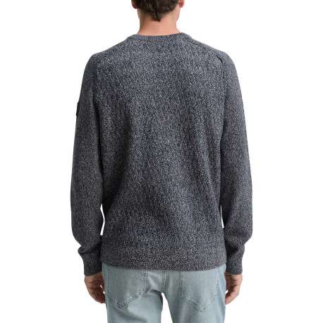 Pull en coton anthracite moucheté avec un col rond et des manches longues - Image 3