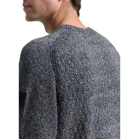 Pull en coton anthracite moucheté avec un col rond et des manches longues - Image 4