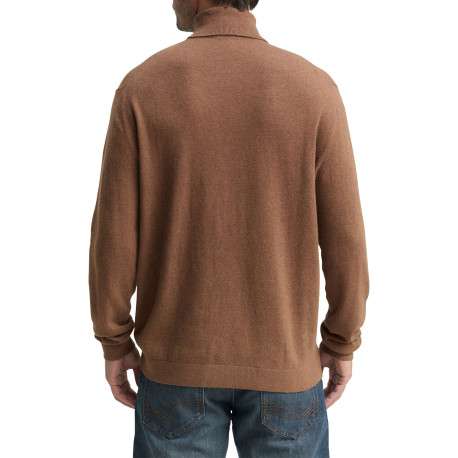 Pull en coton brun uni avec un col roulé et des manches longues - Image 3