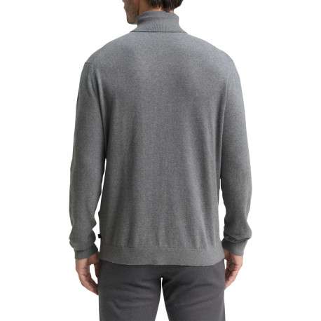 Pull en coton gris uni avec un col roulé et des manches longues - Image 2
