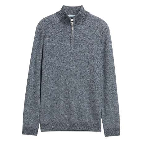 Pull en coton gris uni avec un col camionneur et des manches longues