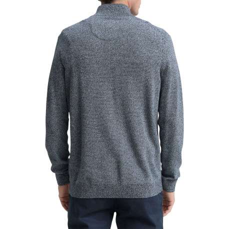 Pull en coton gris uni avec un col camionneur et des manches longues - Image 3