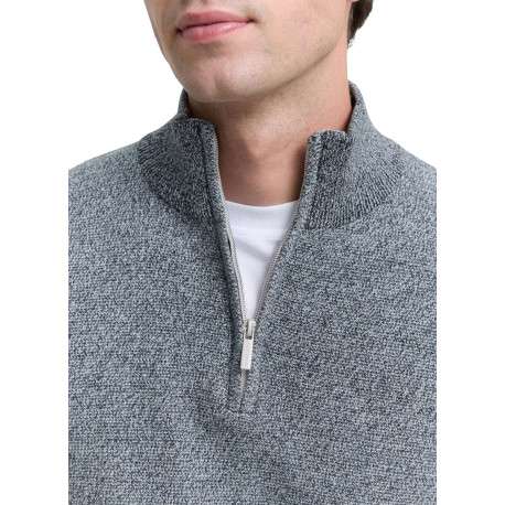 Pull en coton gris uni avec un col camionneur et des manches longues - Image 4