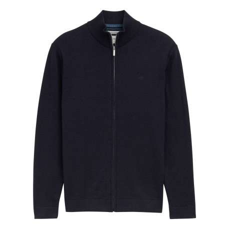 Gilet en coton marine uni avec un col montant et des manches longues
