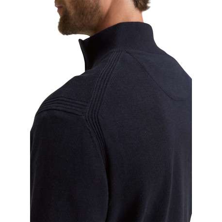 Gilet en coton marine uni avec un col montant et des manches longues - Image 4