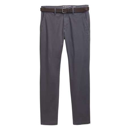 Pantalon Chino Soft en coton gris avec fermeture à glissière