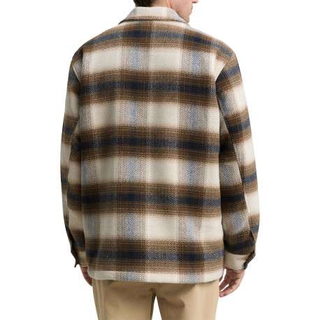 Veste beige à motif écossais avec un col chemise et manches longues - Image 5