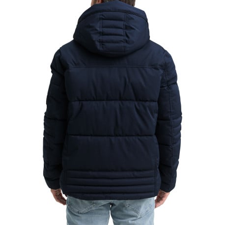 Doudoune matelassée marine avec un col à capuche et cordons de serrage - Image 2